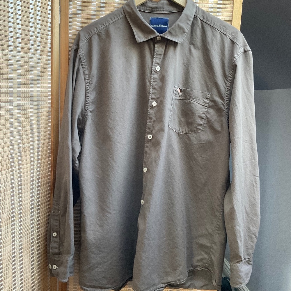Tommy Bahama Long Sleeved Button Up Cotton Silk Shirt XL